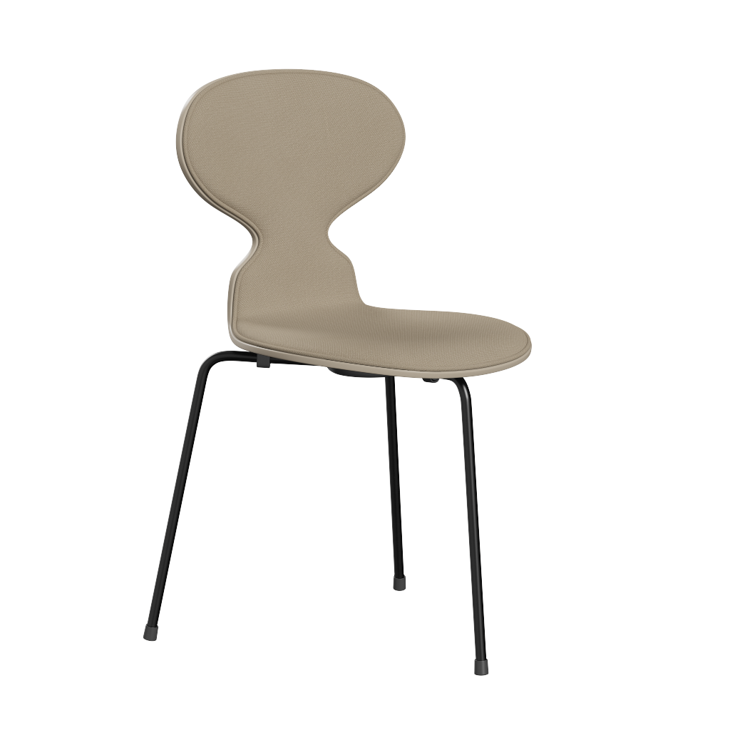 Fritz Hansen Ant™ 3100 mit Front Polsterung - Lack - Stuhl - Black (190) - Light Beige (130/135) - Steelcut 240