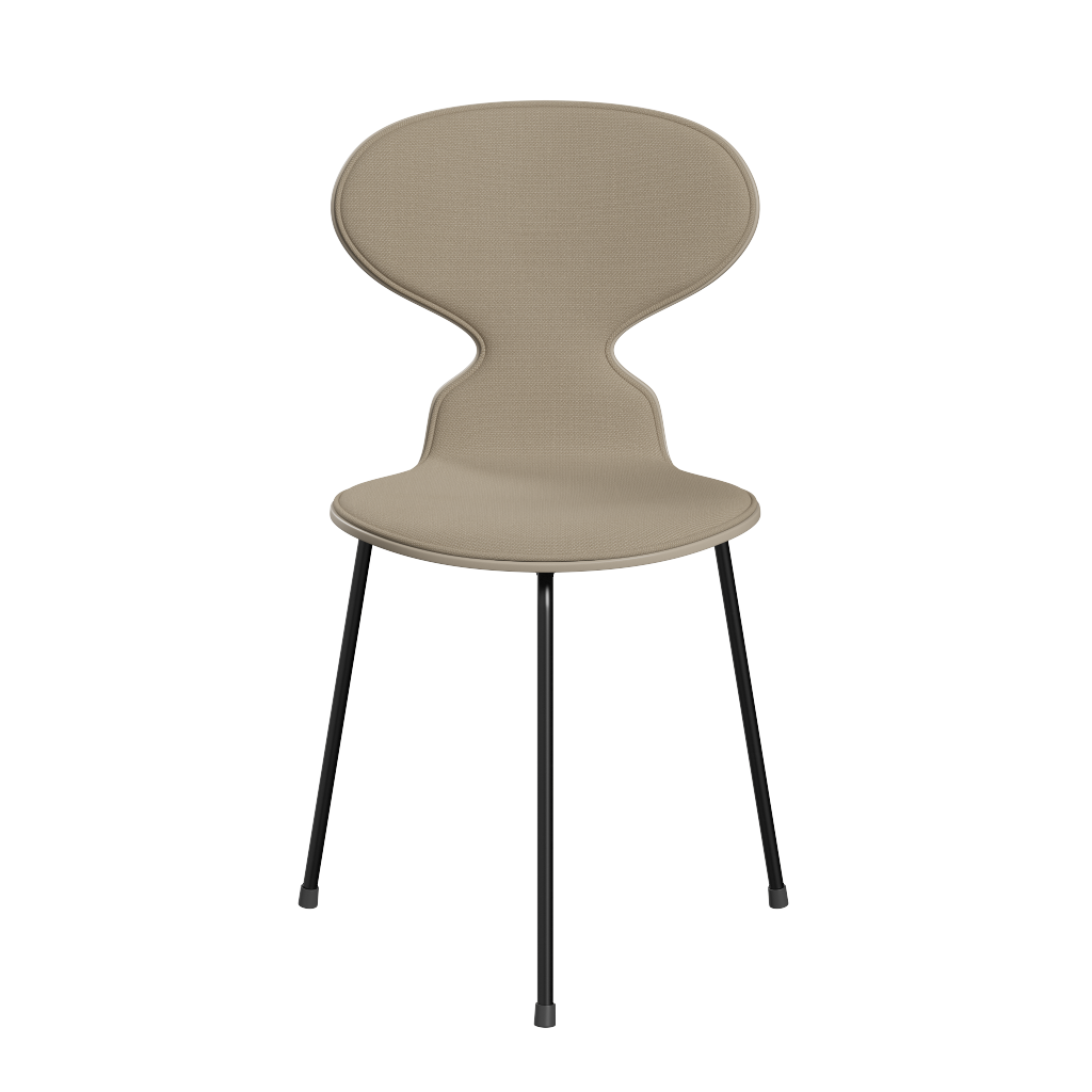 Fritz Hansen Ant™ 3100 mit Front Polsterung - Lack - Stuhl - Black (190) - Light Beige (130/135) - Steelcut 240