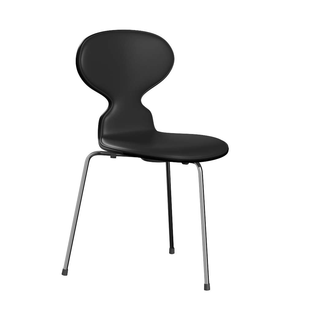 Fritz Hansen Ant™ 3100 mit Front Polsterung - Lack - Stuhl - Chrome - Black (190/195) - Soft-Black