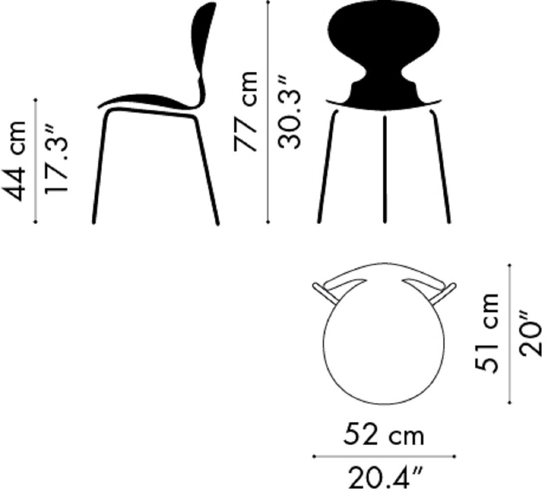 Fritz Hansen Ant™ 3100 mit Front Polsterung - Lack - Stuhl