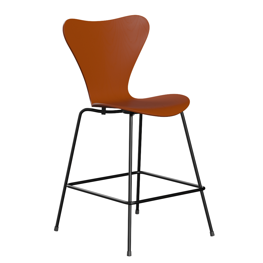 Fritz Hansen Serie 7™ 3187 - Gefärbte Esche - Theckenhocker-Black (190)-Paradise Orange (570/575)