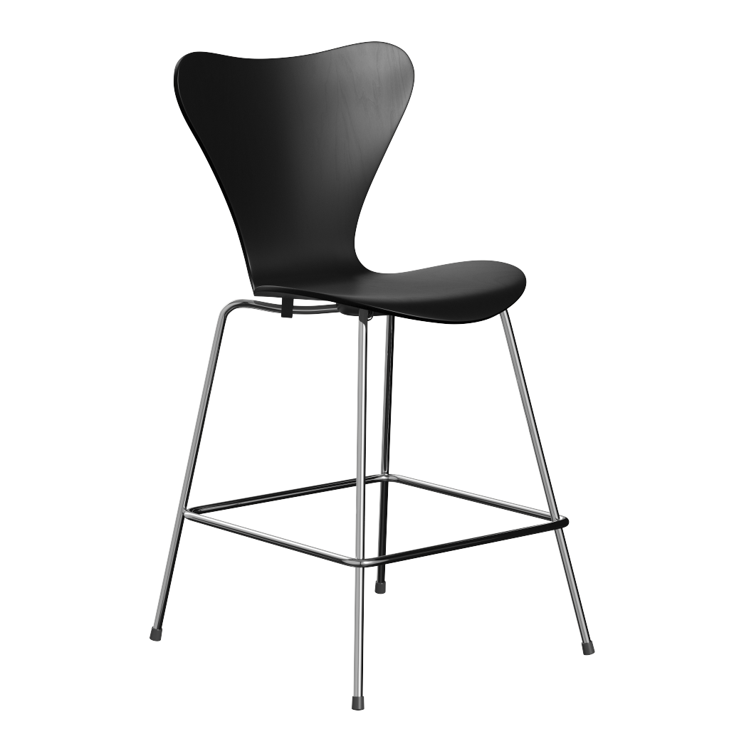Fritz Hansen Serie 7™ 3187 - Lack - Theckenhocker-Chrome-Black (190/195)