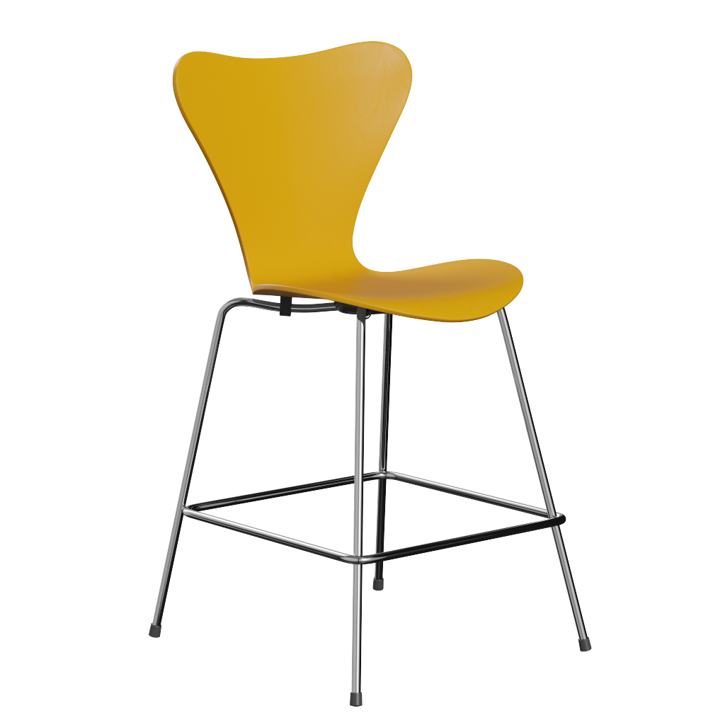Fritz Hansen Serie 7™ 3187 - Lack - Theckenhocker-Chrome-True Yellow (460/465)