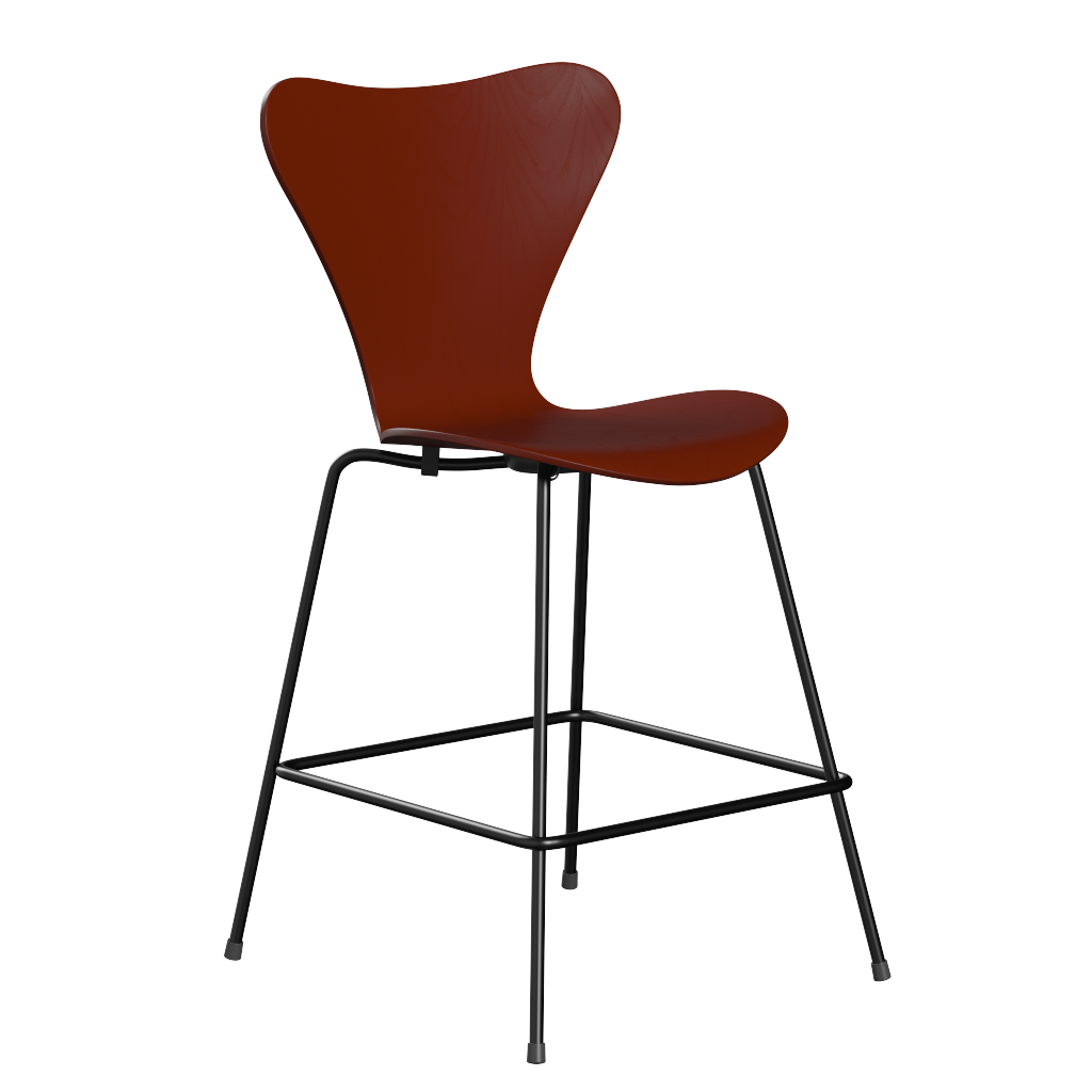 Fritz Hansen Serie 7™ 3187 - Lack - Theckenhocker-Black (190)-Venetian Red (670/675)