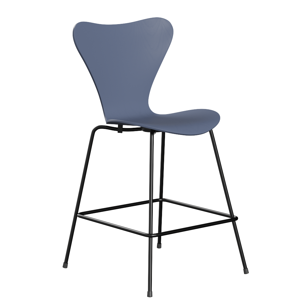 Fritz Hansen Serie 7™ 3187 - Lack - Theckenhocker-Black (190)-Dusk Blue (850/855)