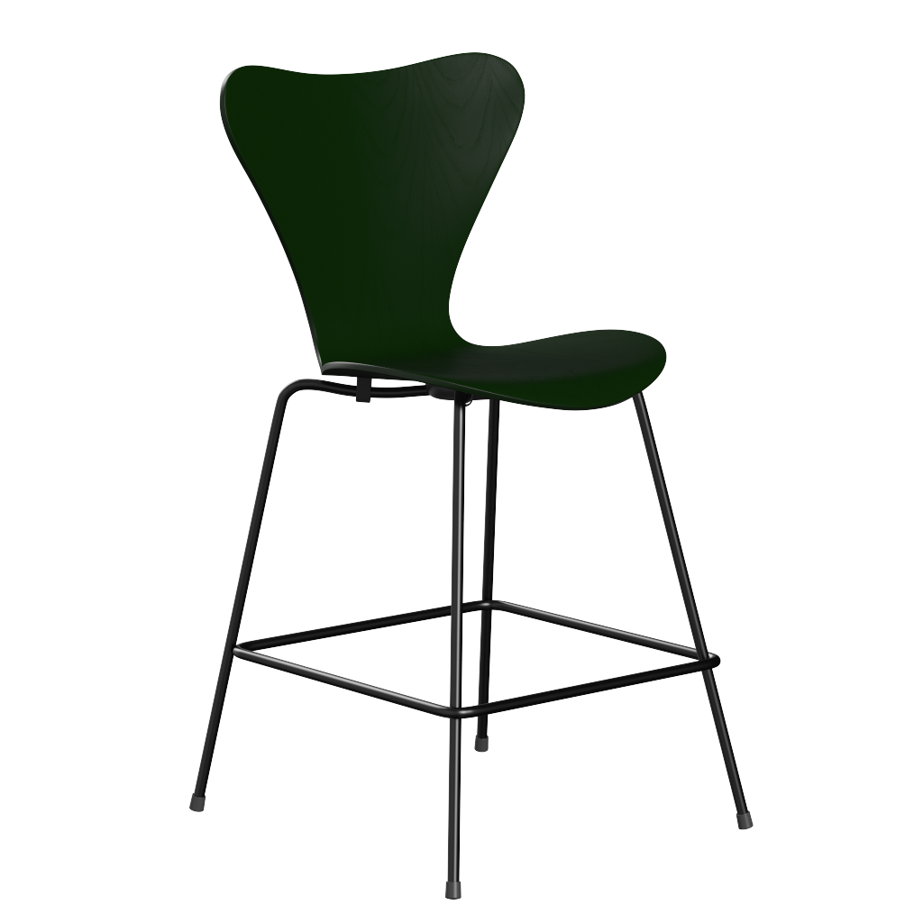 Fritz Hansen Serie 7™ 3187 - Lack - Theckenhocker-Black (190)-Evergreen (950/955)