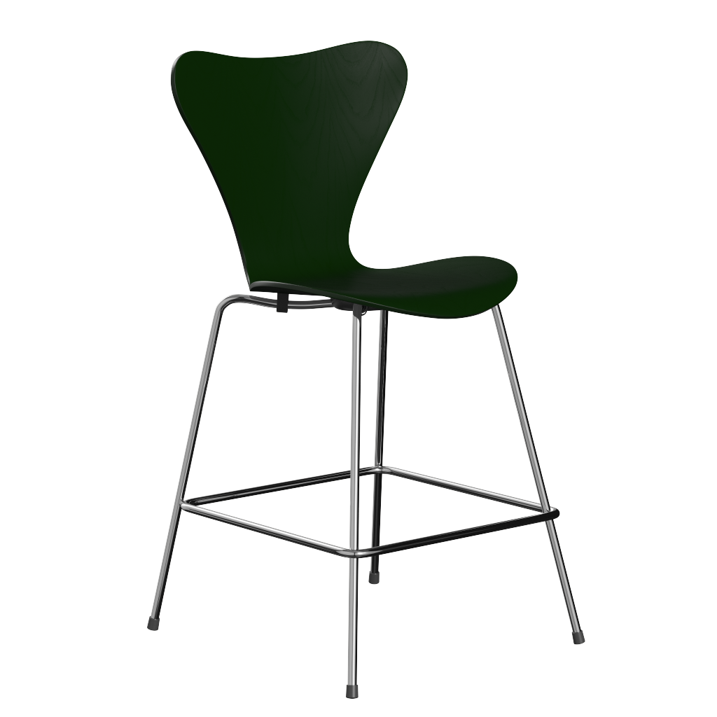 Fritz Hansen Serie 7™ 3187 - Lack - Theckenhocker-Chrome-Evergreen (950/955)