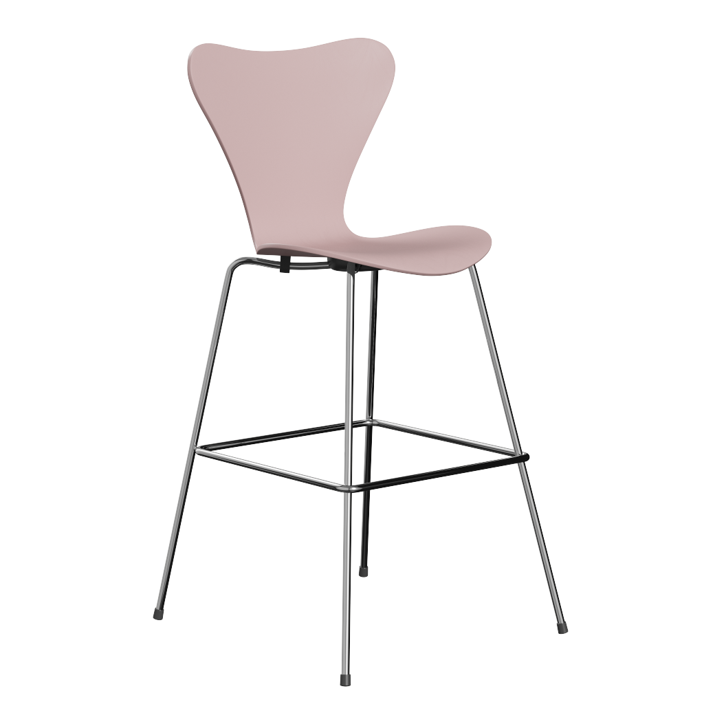 Fritz Hansen Serie 7™ 3197 - Gefärbte Esche - Barhocker-Chrome-Pale Rose (610/615)