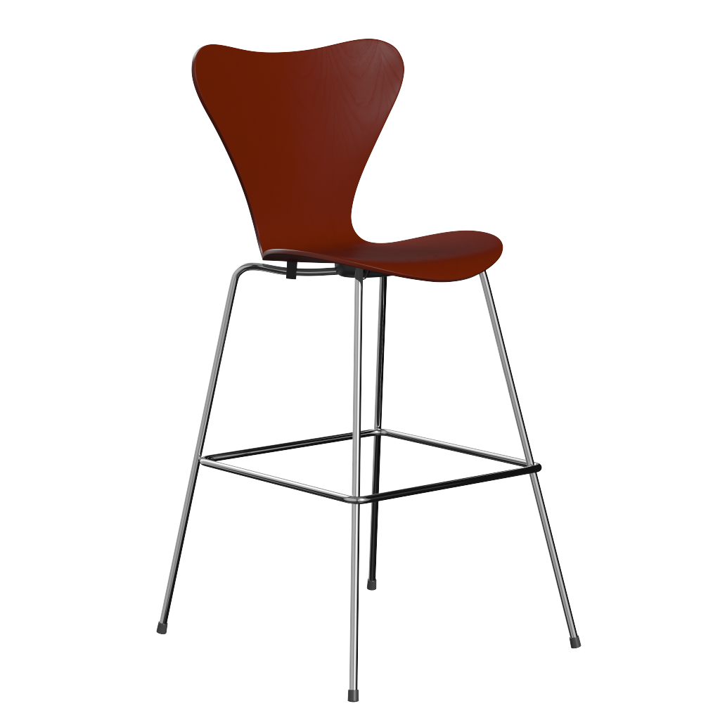 Fritz Hansen Serie 7™ 3197 - Lack- Barhocker-Chrome-Venetian Red (670/675)