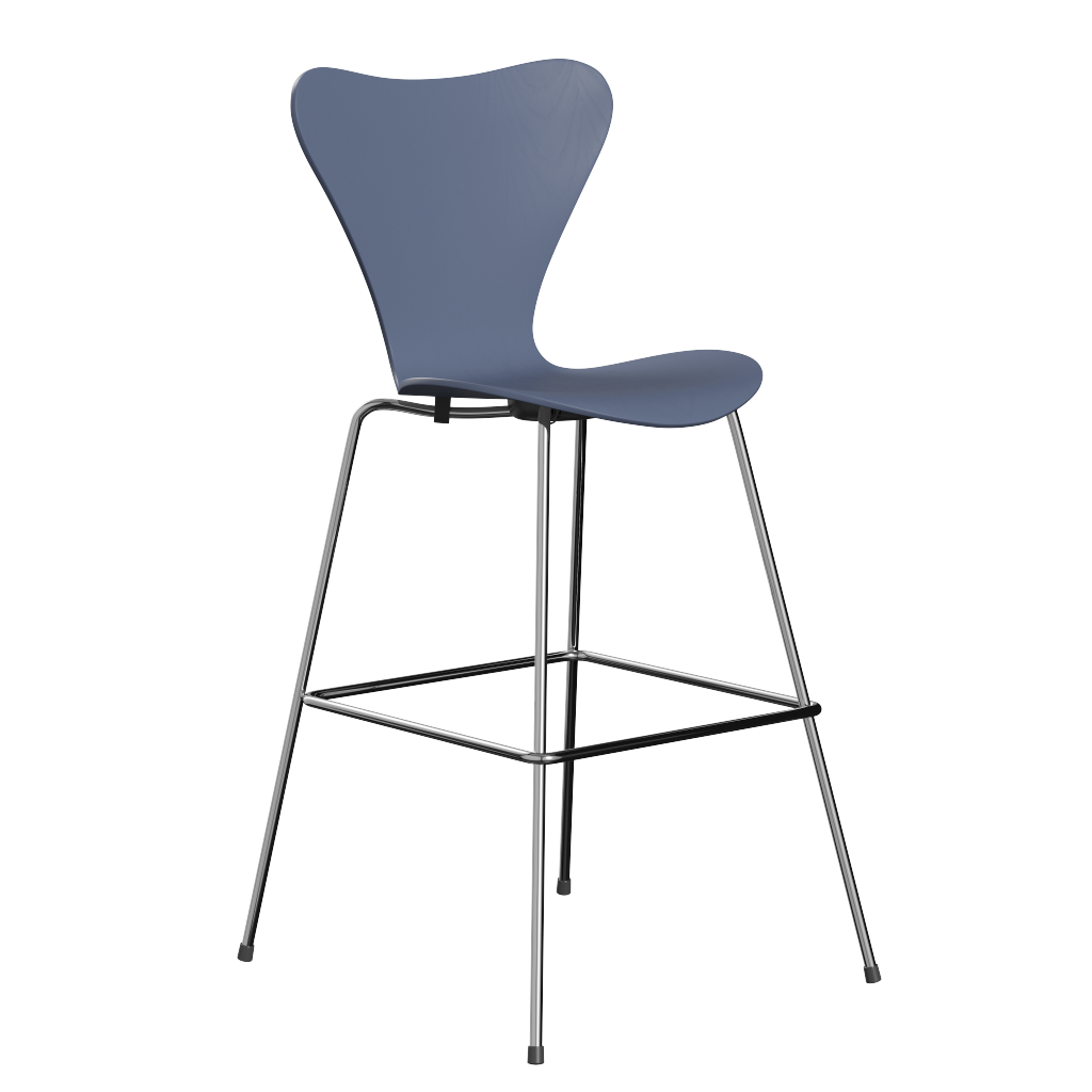 Fritz Hansen Serie 7™ 3197 - Lack- Barhocker-Chrome-Dusk Blue (850/855)