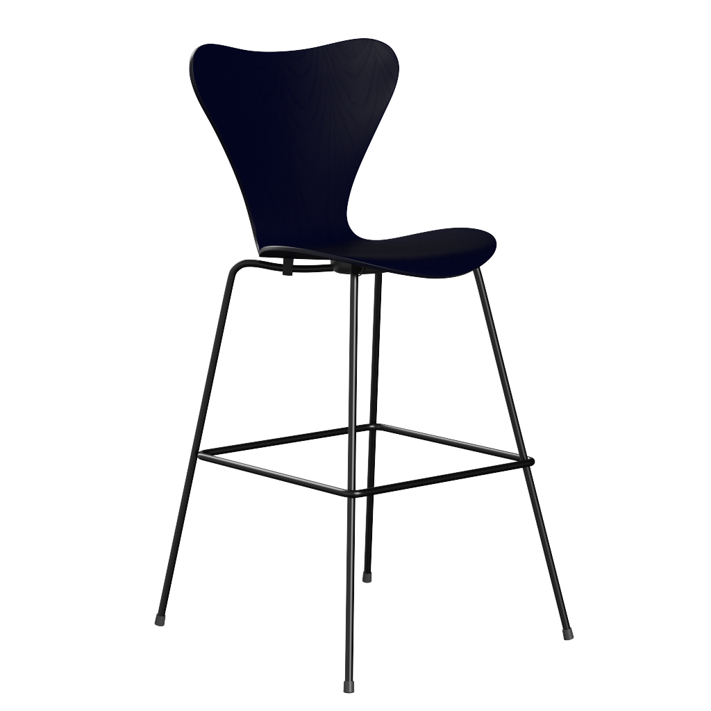 Fritz Hansen Serie 7™ 3197 - Lack- Barhocker-Black (190)-Midnight Blue (890/895)