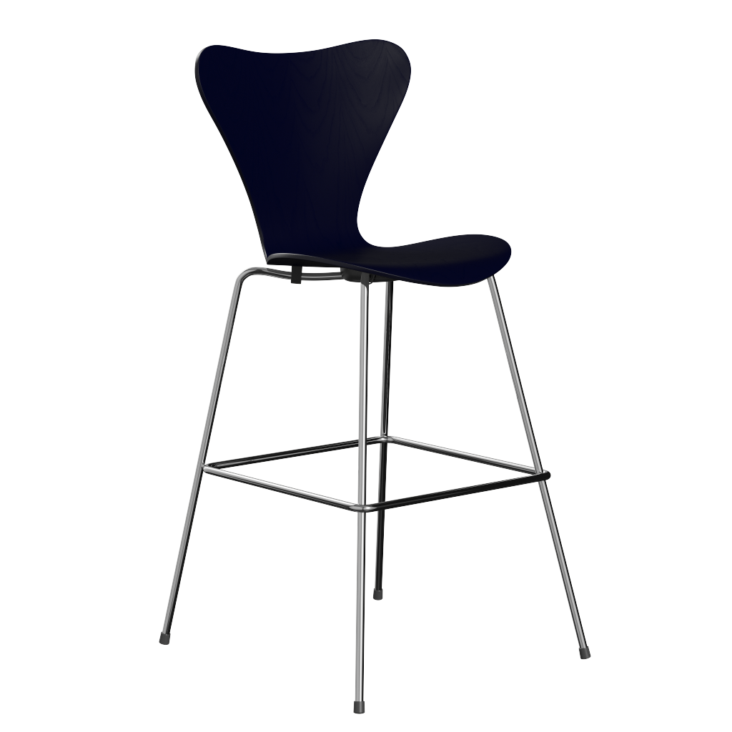 Fritz Hansen Serie 7™ 3197 - Lack- Barhocker-Chrome-Midnight Blue (890/895)