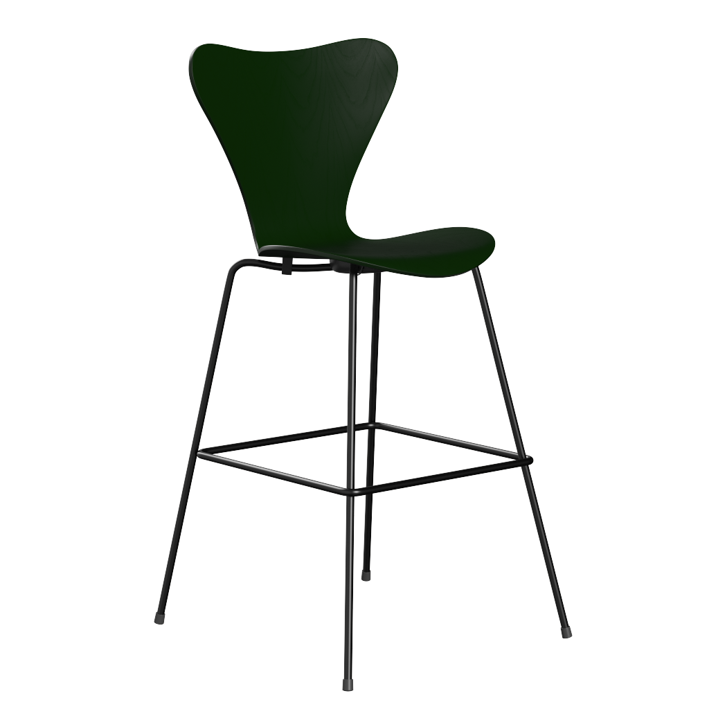 Fritz Hansen Serie 7™ 3197 - Lack- Barhocker-Black (190)-Evergreen (950/955)