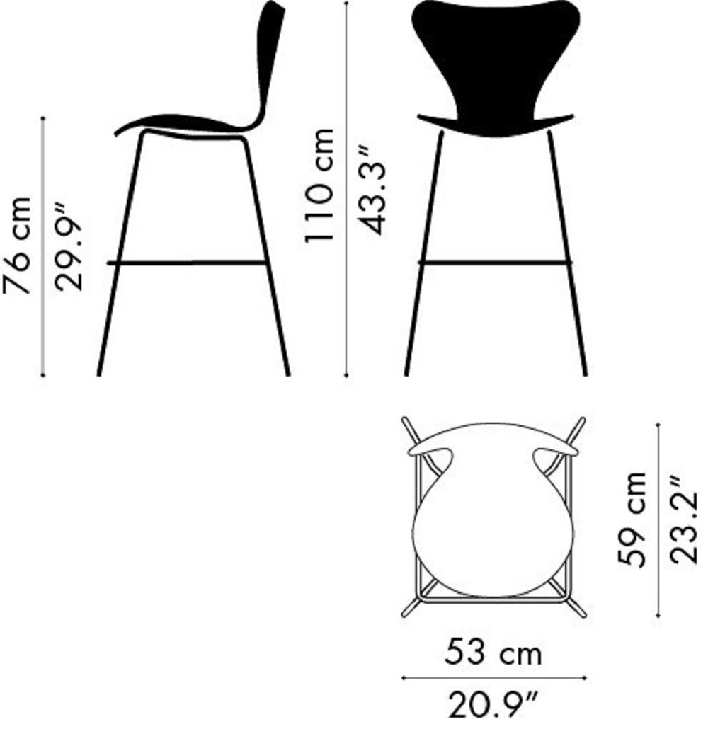 Fritz Hansen Serie 7™ 3197 - Lack- Barhocker