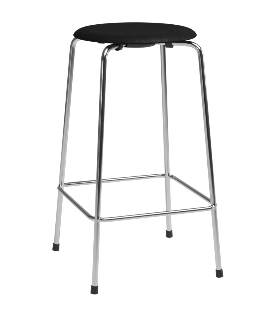Fritz Hansen High Dot™ - 4-Beiner Hocker: Chrom - Esche Schwarz