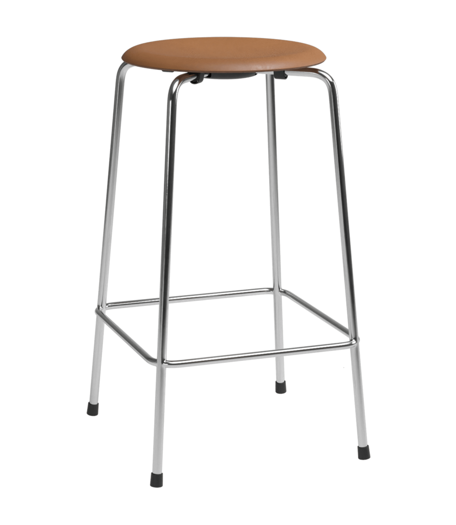 Fritz Hansen High Dot™ - 4-Beiner Hocker: Chrom - Wildleder Nussbaum