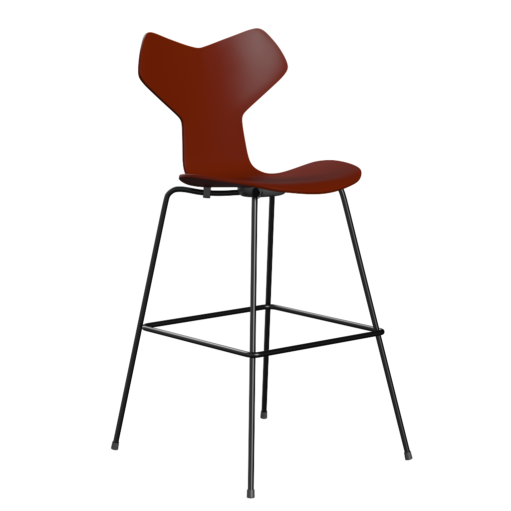 Fritz Hansen Grand Prix™ 3139 - Lack - Hoher Barhocker: Schwarz 190 - Venetian Red (670/675)