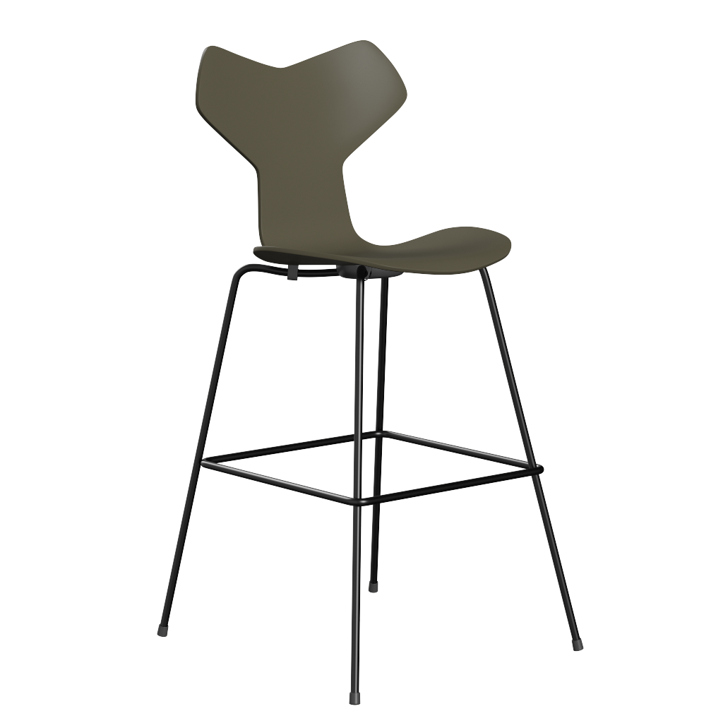 Fritz Hansen Grand Prix™ 3139 - Lack - Hoher Barhocker: Schwarz 190 - Olive Green (920/925)