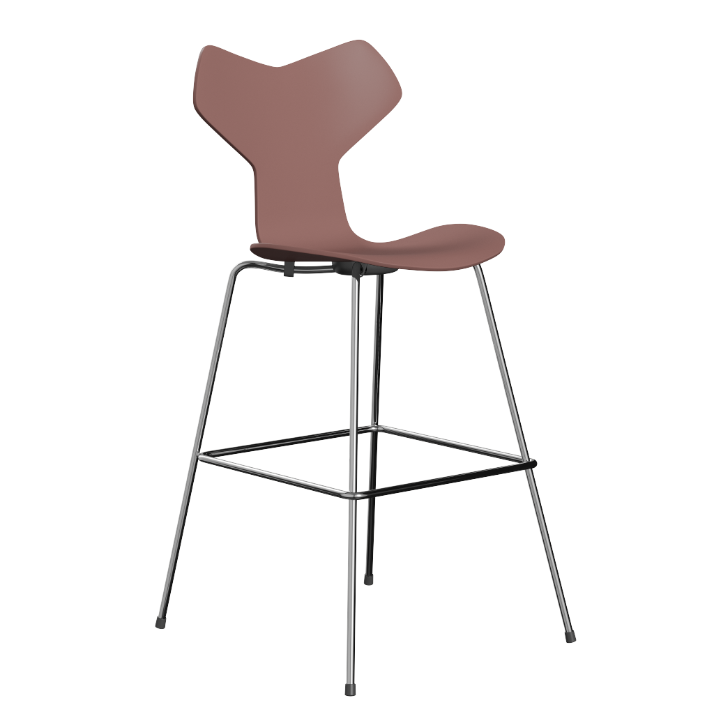 Fritz Hansen Grand Prix™ 3139 - Lack - Hoher Barhocker: Chrom - Wild Rose (630/635)