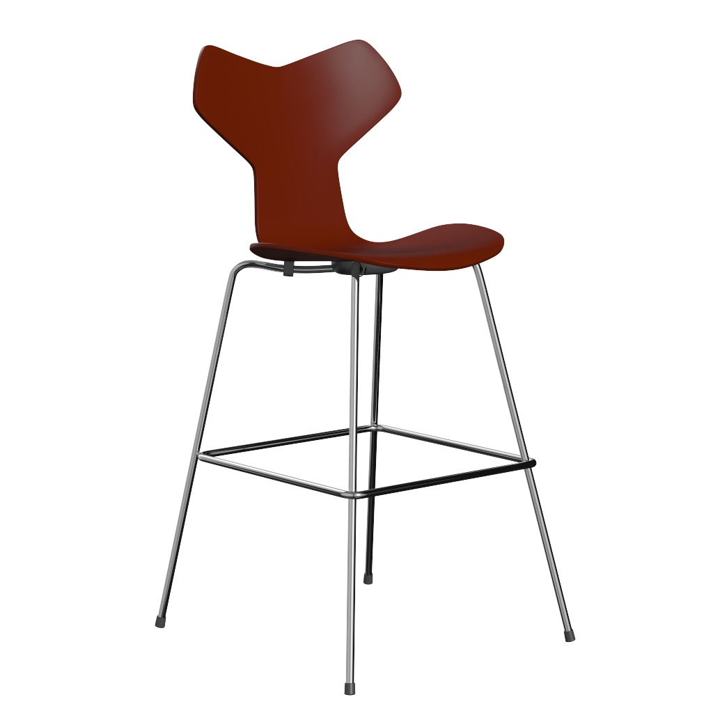 Fritz Hansen Grand Prix™ 3139 - Lack - Hoher Barhocker: Chrom - Venetian Red (670/675)