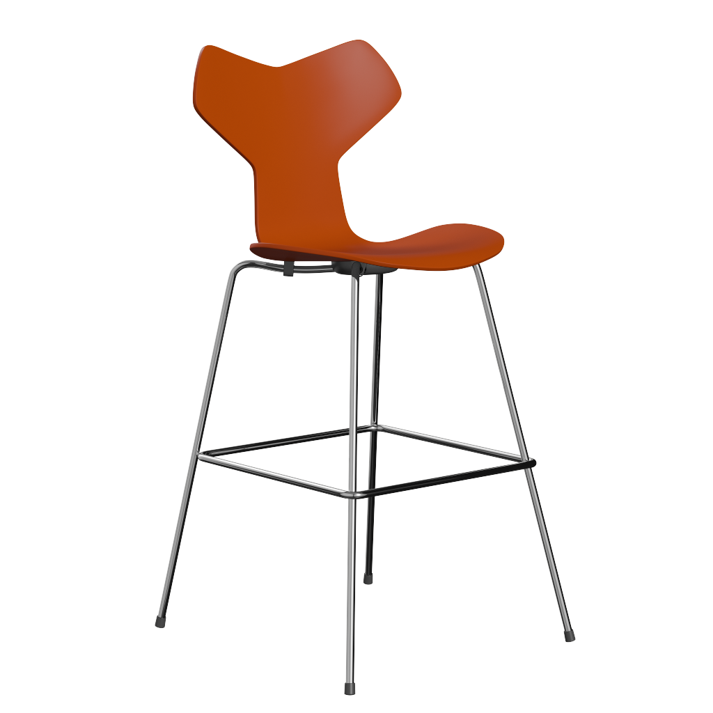 Fritz Hansen Grand Prix™ 3139 - Lack - Hoher Barhocker: Chrom - Paradise Orange (570/575)