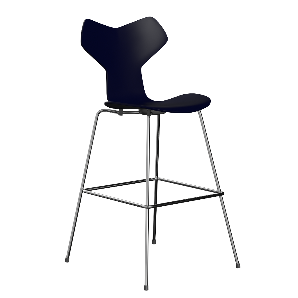 Fritz Hansen Grand Prix™ 3139 - Lack - Hoher Barhocker: Chrom - Midnight Blue (890/895)