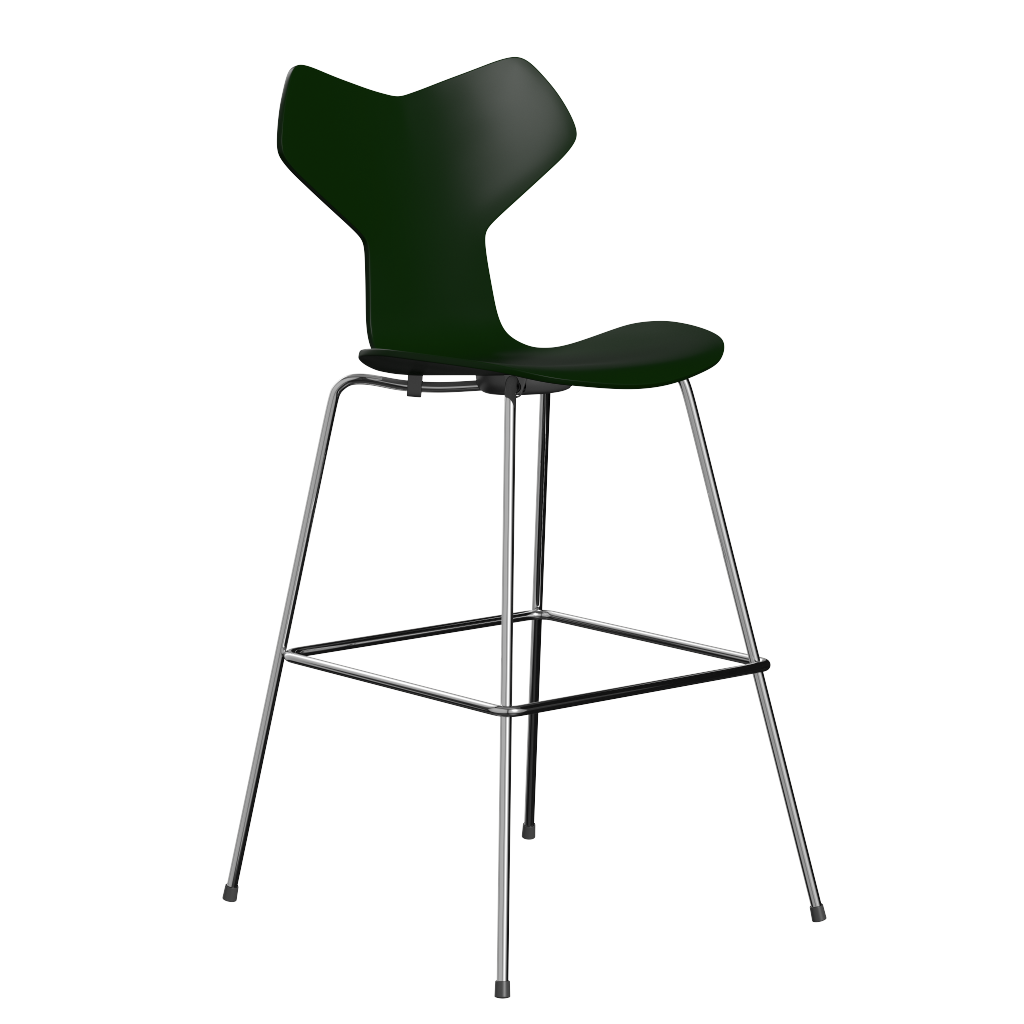 Fritz Hansen Grand Prix™ 3139 - Lack - Hoher Barhocker: Chrom - Evergreen (950/955)