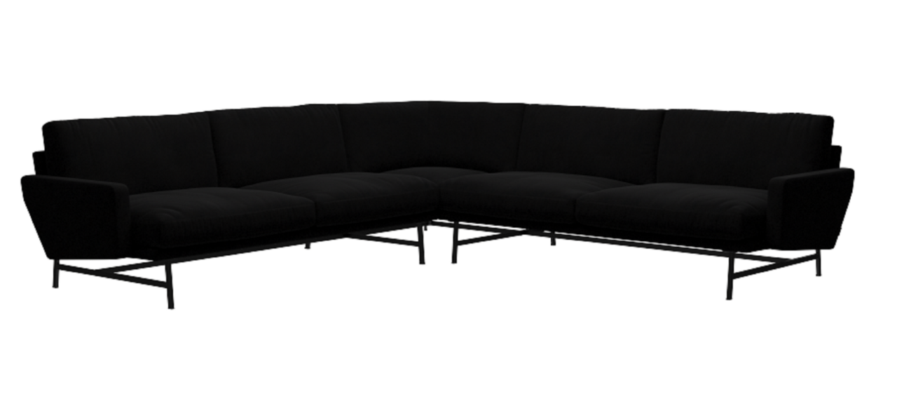 Fritz Hansen Lissoni Sofa™ PL115 - 5-Sitzer Ecksofa: Schwarz 190 - Hallingdal 190
