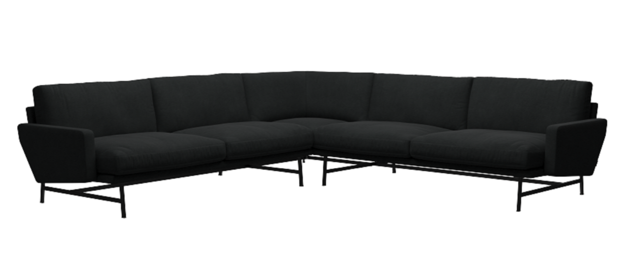 Fritz Hansen Lissoni Sofa™ PL115 - 5-Sitzer Ecksofa: Schwarz 190 - Steelcut 190