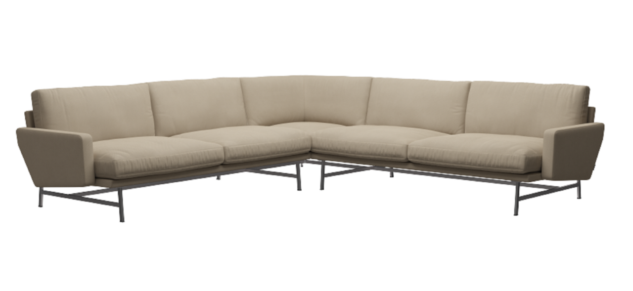 Fritz Hansen Lissoni Sofa™ PL115 - 5-Sitzer Ecksofa: Chrom - Steelcut 240