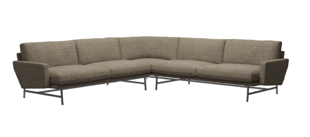 Fritz Hansen Lissoni Sofa™ PL115 - 5-Sitzer Ecksofa: Chrom - Moss / Clay (0015)