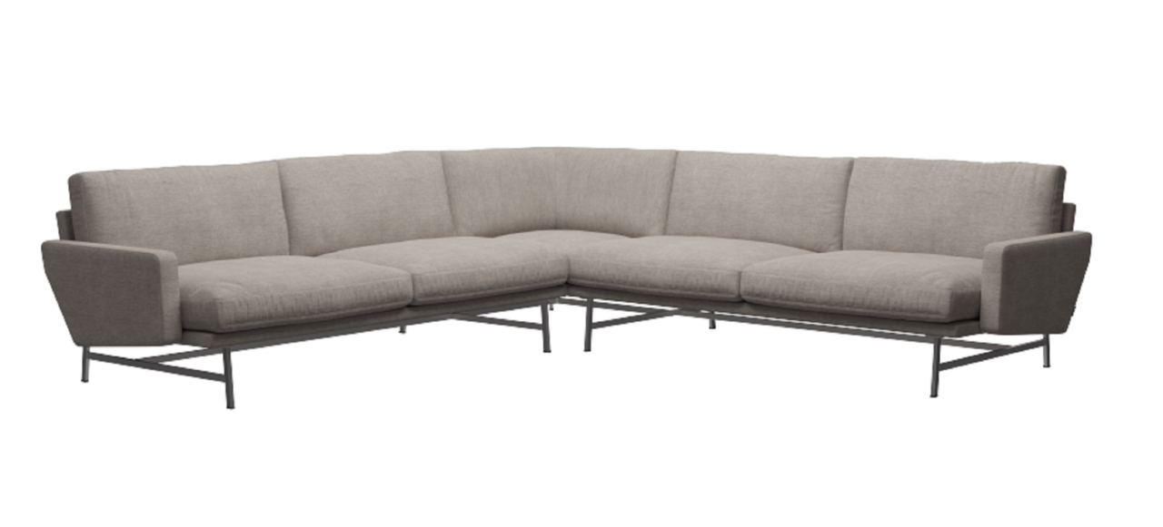 Fritz Hansen Lissoni Sofa™ PL115 - 5-Sitzer Ecksofa: Chrom - Clay / Light Grey (0012)