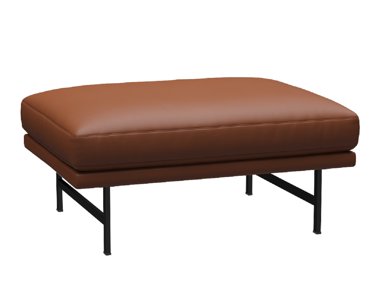 Fritz Hansen Lissoni Sofa™ PL110 - Breiter Hocker: Schwarz 190 - Leder Soft Cognac