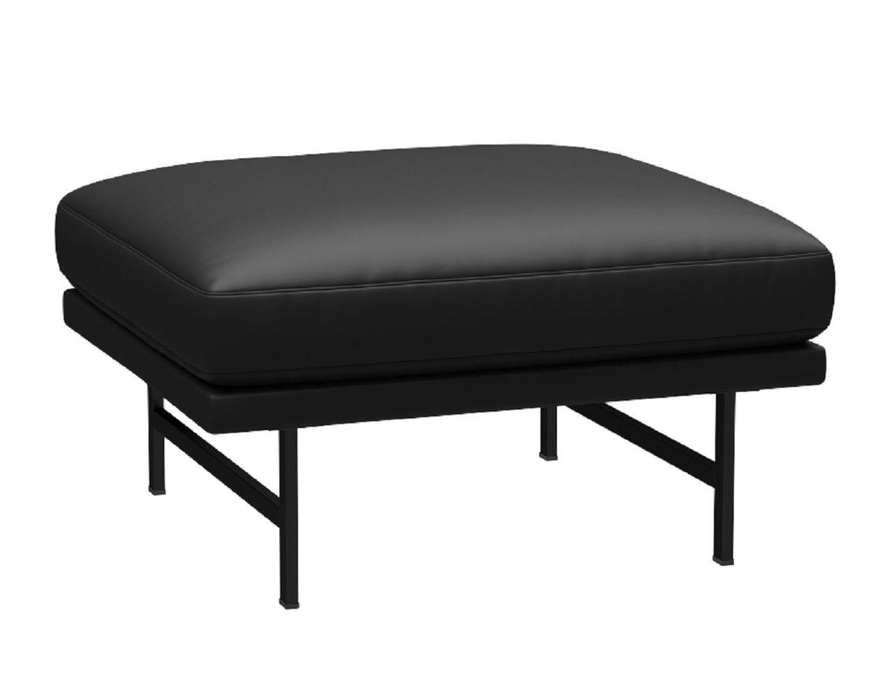 Fritz Hansen Lissoni Sofa™ PL110S - Hocker: Schwarz 190 - Leder Soft Black