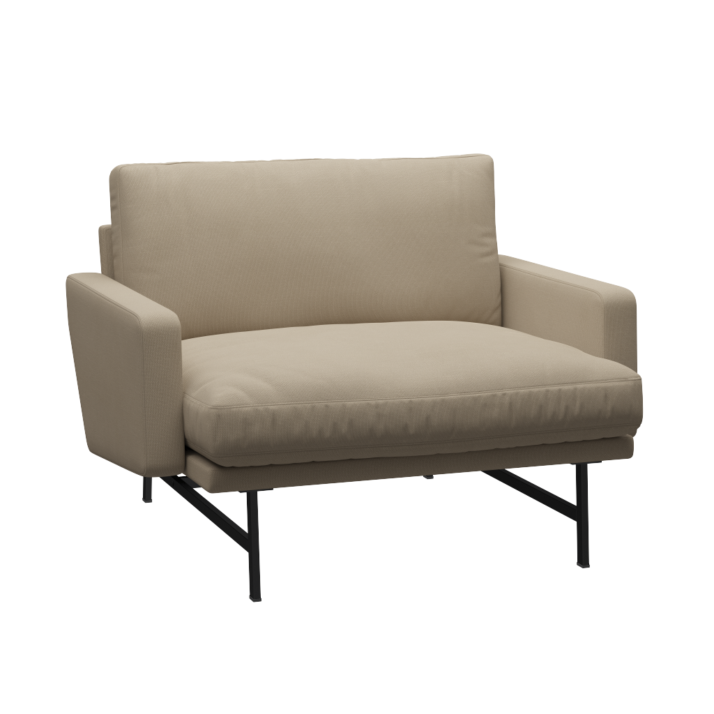 Fritz Hansen Lissoni Sofa™ PL111 - Breiter Lounge Sessel: Schwarz 190 - Steelcut 240