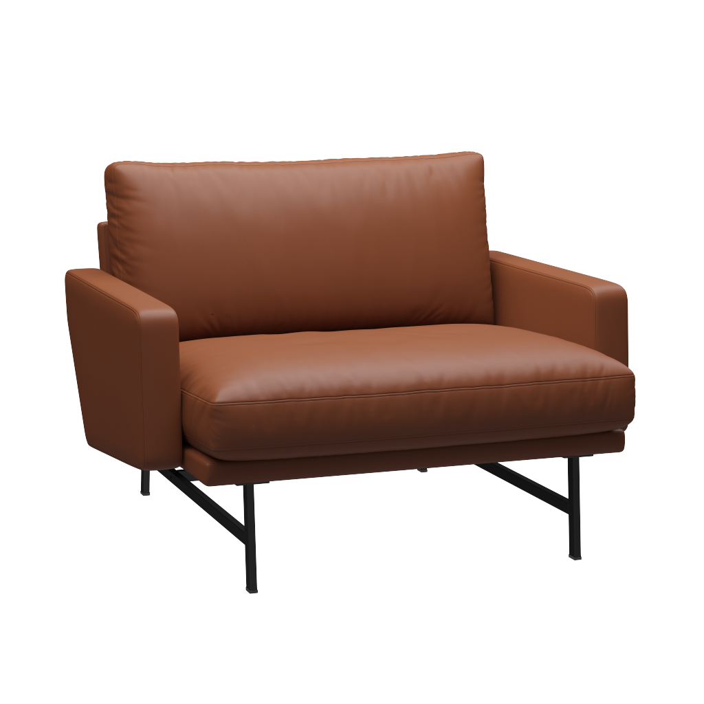 Fritz Hansen Lissoni Sofa™ PL111 - Breiter Lounge Sessel: Schwarz 190 - Leder Soft Cognac
