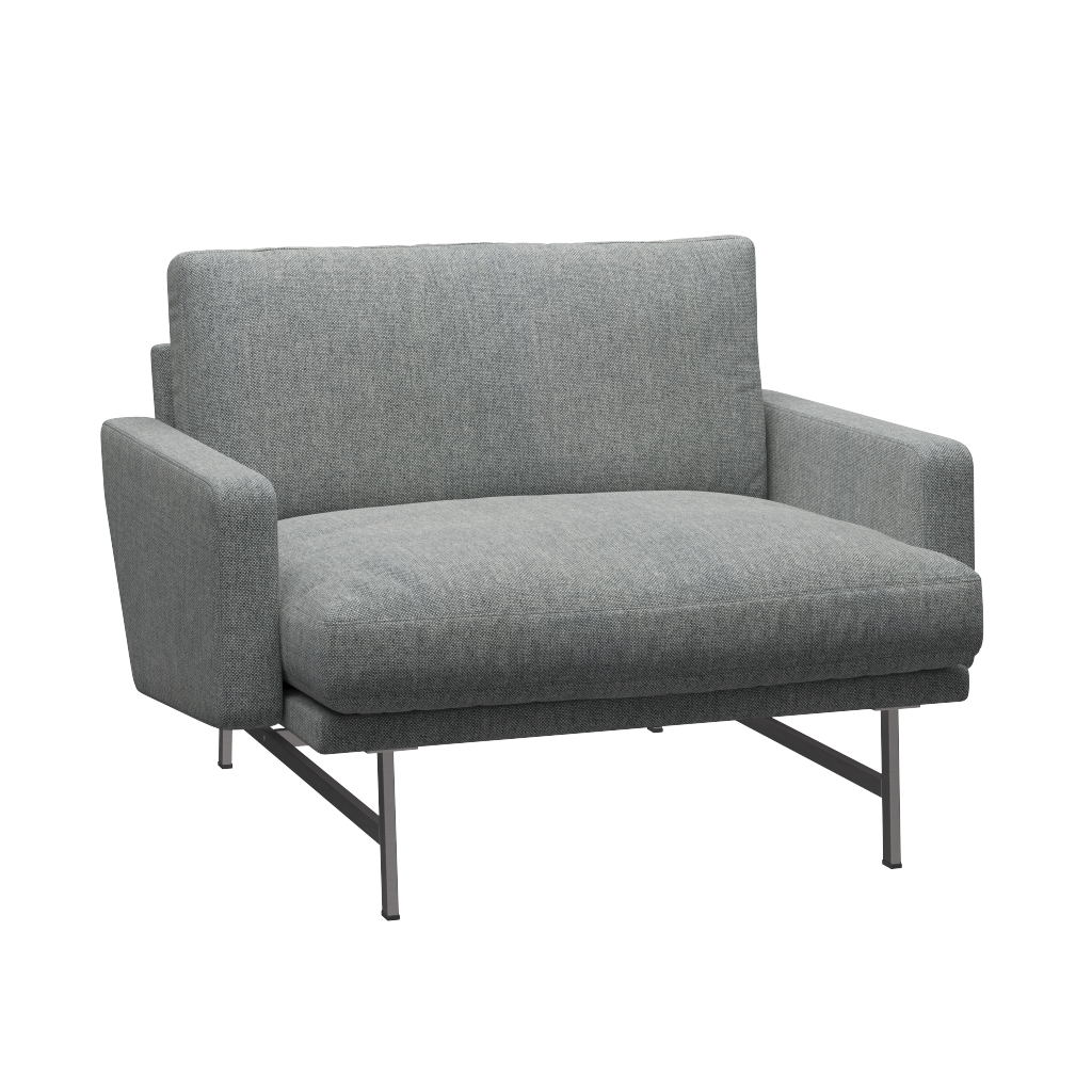 Fritz Hansen Lissoni Sofa™ PL111 - Breiter Lounge Sessel: Mattpolierter rostfreier Stahl - Hallingdal 116