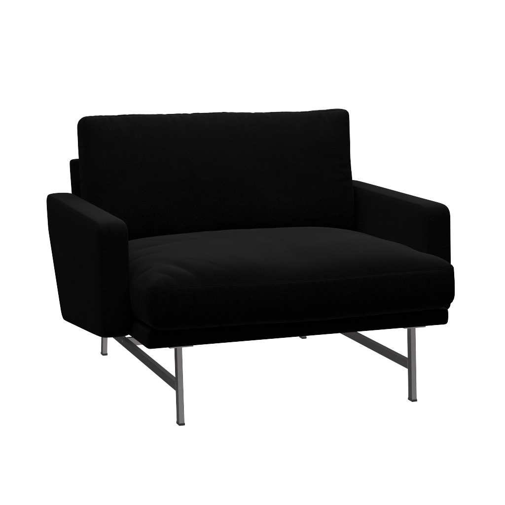 Fritz Hansen Lissoni Sofa™ PL111 - Breiter Lounge Sessel: Mattpolierter rostfreier Stahl - Hallingdal 190
