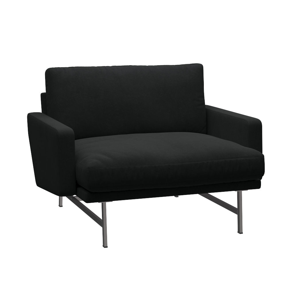 Fritz Hansen Lissoni Sofa™ PL111 - Breiter Lounge Sessel: Mattpolierter rostfreier Stahl - Steelcut 190