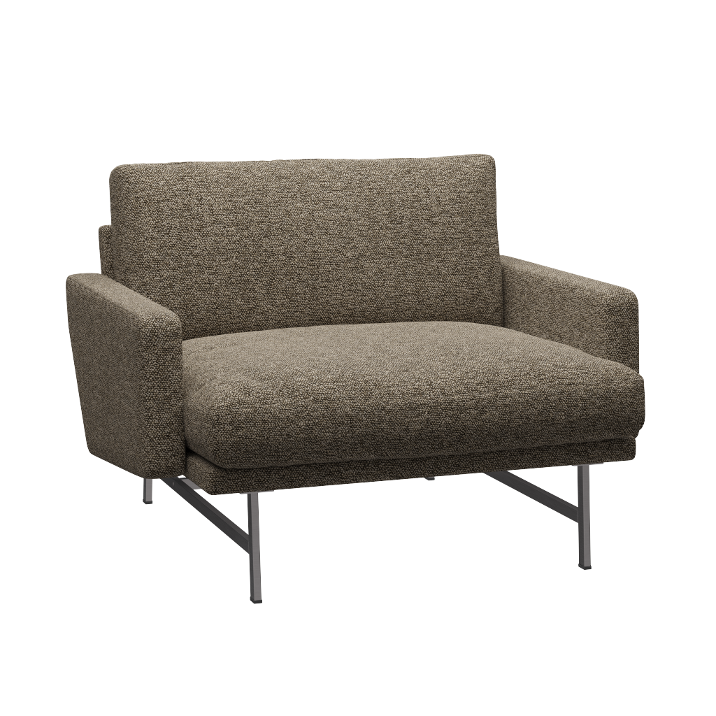Fritz Hansen Lissoni Sofa™ PL111 - Breiter Lounge Sessel: Mattpolierter rostfreier Stahl - Moss Clay 0015