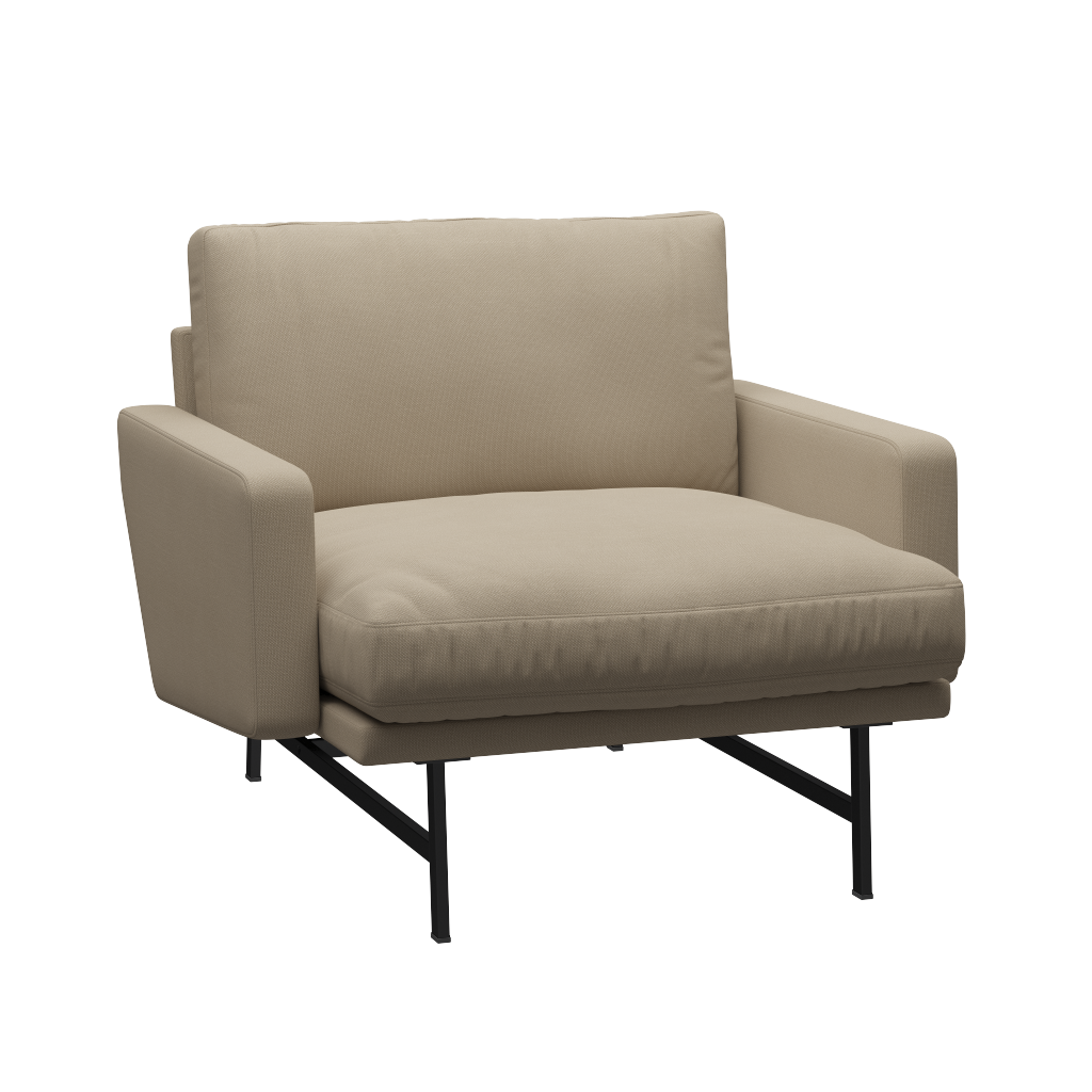 Fritz Hansen Lissoni Sofa™ PL111S - Lounge Sessel: Schwarz 190 - Steelcut 240