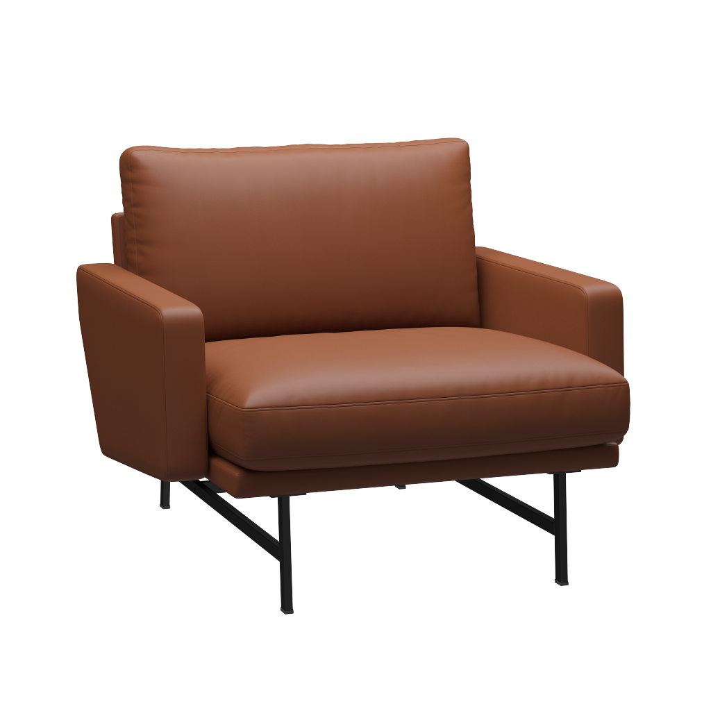 Fritz Hansen Lissoni Sofa™ PL111S - Lounge Sessel: Schwarz 190 - Leder Soft Cognac