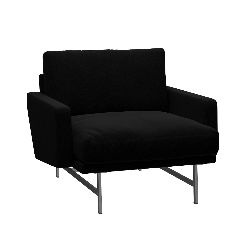 Fritz Hansen Lissoni Sofa™ PL111S - Lounge Sessel: Mattpolierter rostfreier Stahl - Hallingdal 190