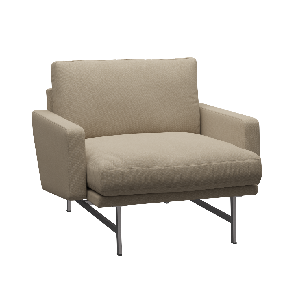 Fritz Hansen Lissoni Sofa™ PL111S - Lounge Sessel: Mattpolierter rostfreier Stahl - Steelcut 240