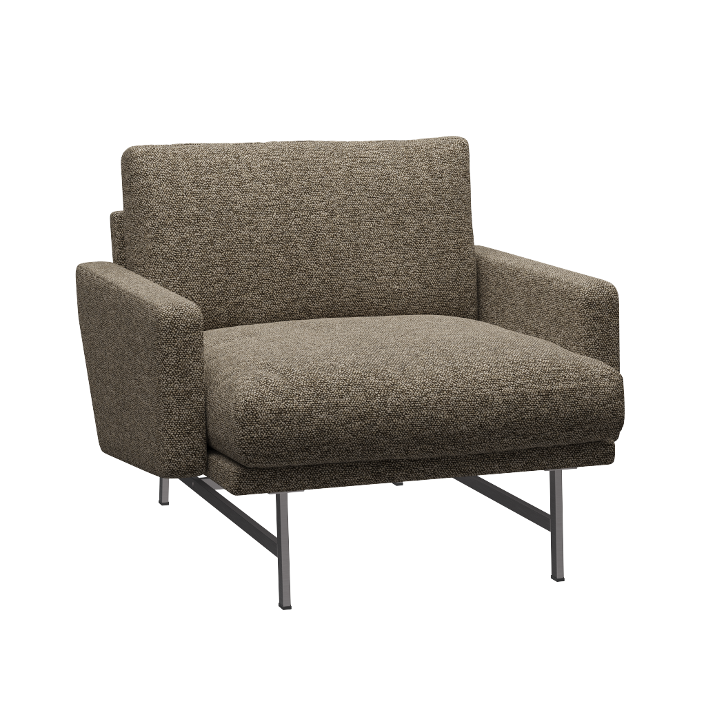Fritz Hansen Lissoni Sofa™ PL111S - Lounge Sessel: Mattpolierter rostfreier Stahl - Moss Clay 0015