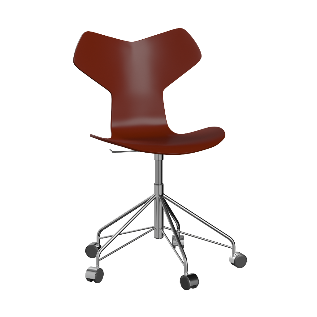 Fritz Hansen Grand Prix™ 3131 - Lack - Drehstuhl: Chrom - Venetian Red (670/675)