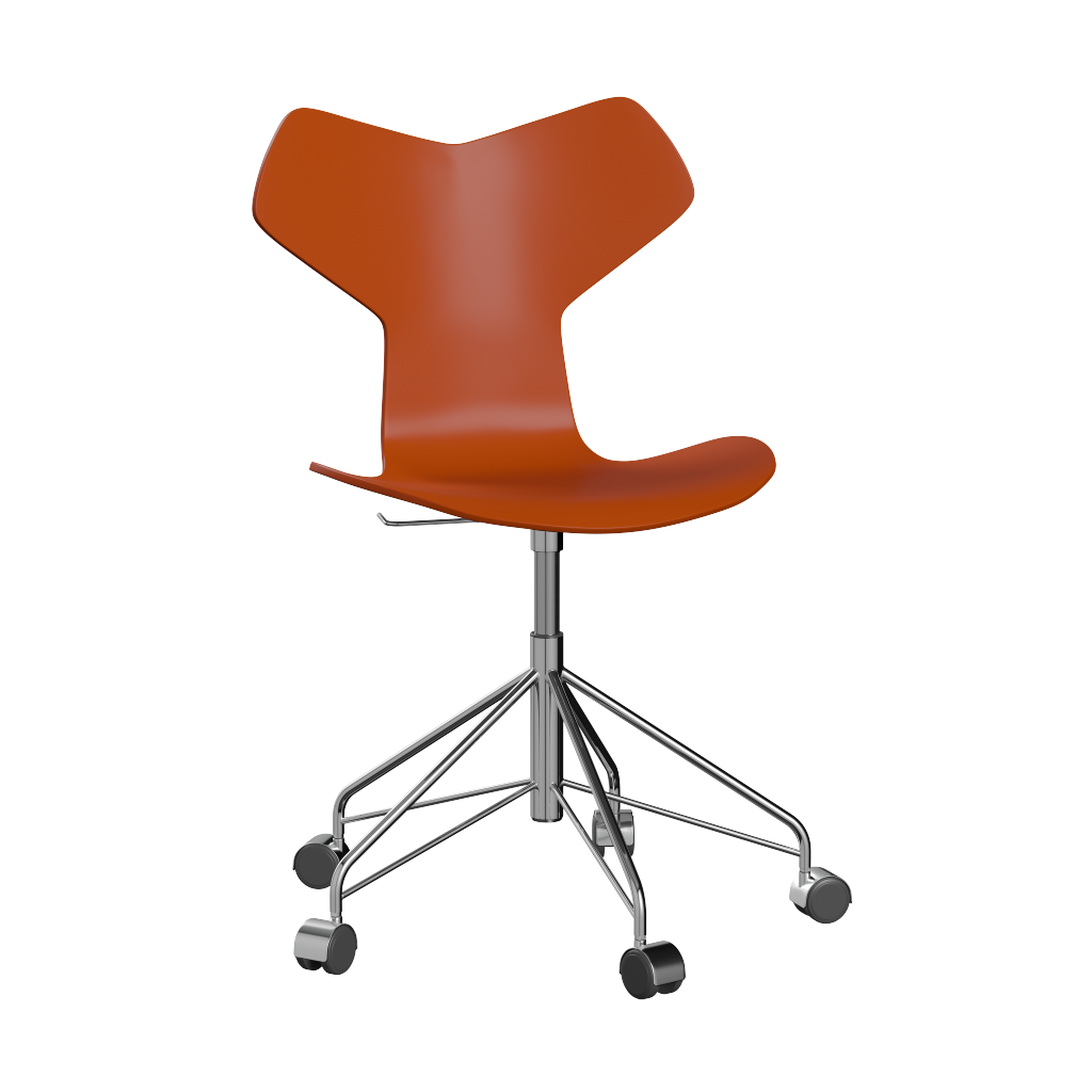Fritz Hansen Grand Prix™ 3131 - Lack - Drehstuhl: Chrom - Paradise Orange (570/575)
