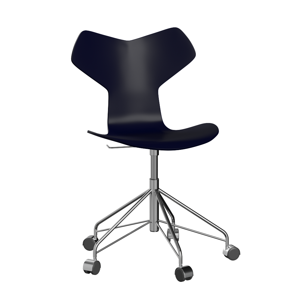 Fritz Hansen Grand Prix™ 3131 - Lack - Drehstuhl: Chrom - Midnight Blue (890/895)
