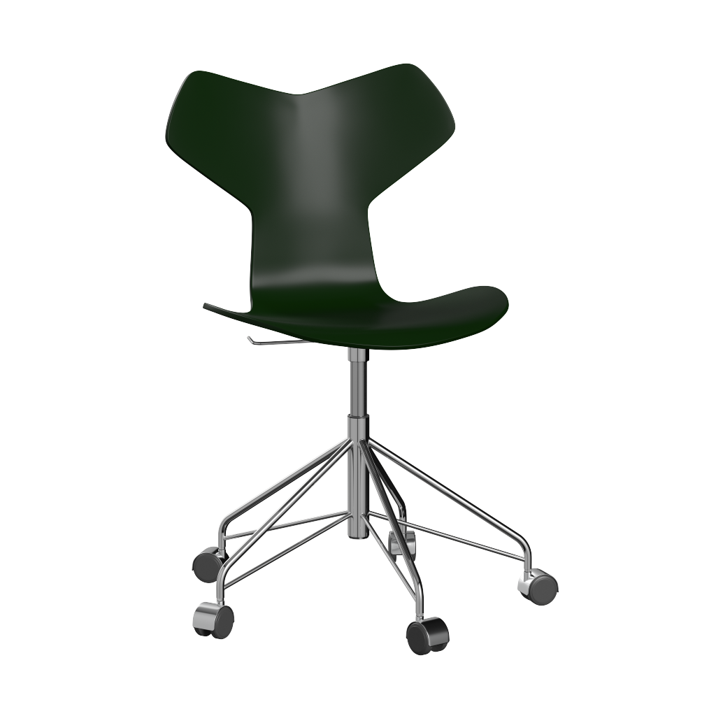Fritz Hansen Grand Prix™ 3131 - Lack - Drehstuhl: Chrom - Evergreen (950/955)