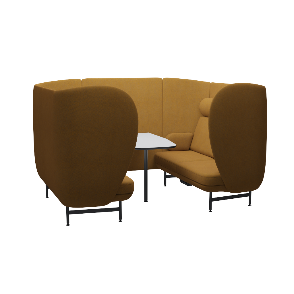 Fritz Hansen Plenum™ JH1004MUT - Besprechungskabine mit Tisch-Wiederholte Wolle / Safron/Natur (448)